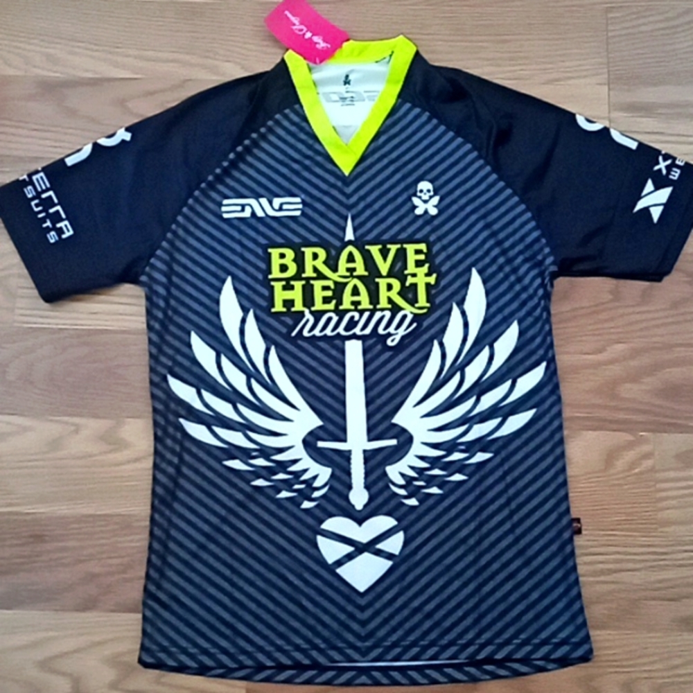 Betty Designs V-neck Tech Tee (Braveheart Racing print)